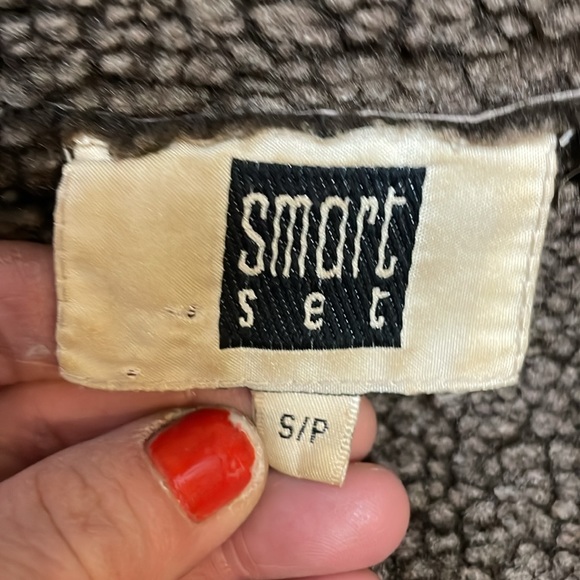 Vintage 90s sherling leather vest with zip front and pockets in excellent shape - Picture 3 of 9